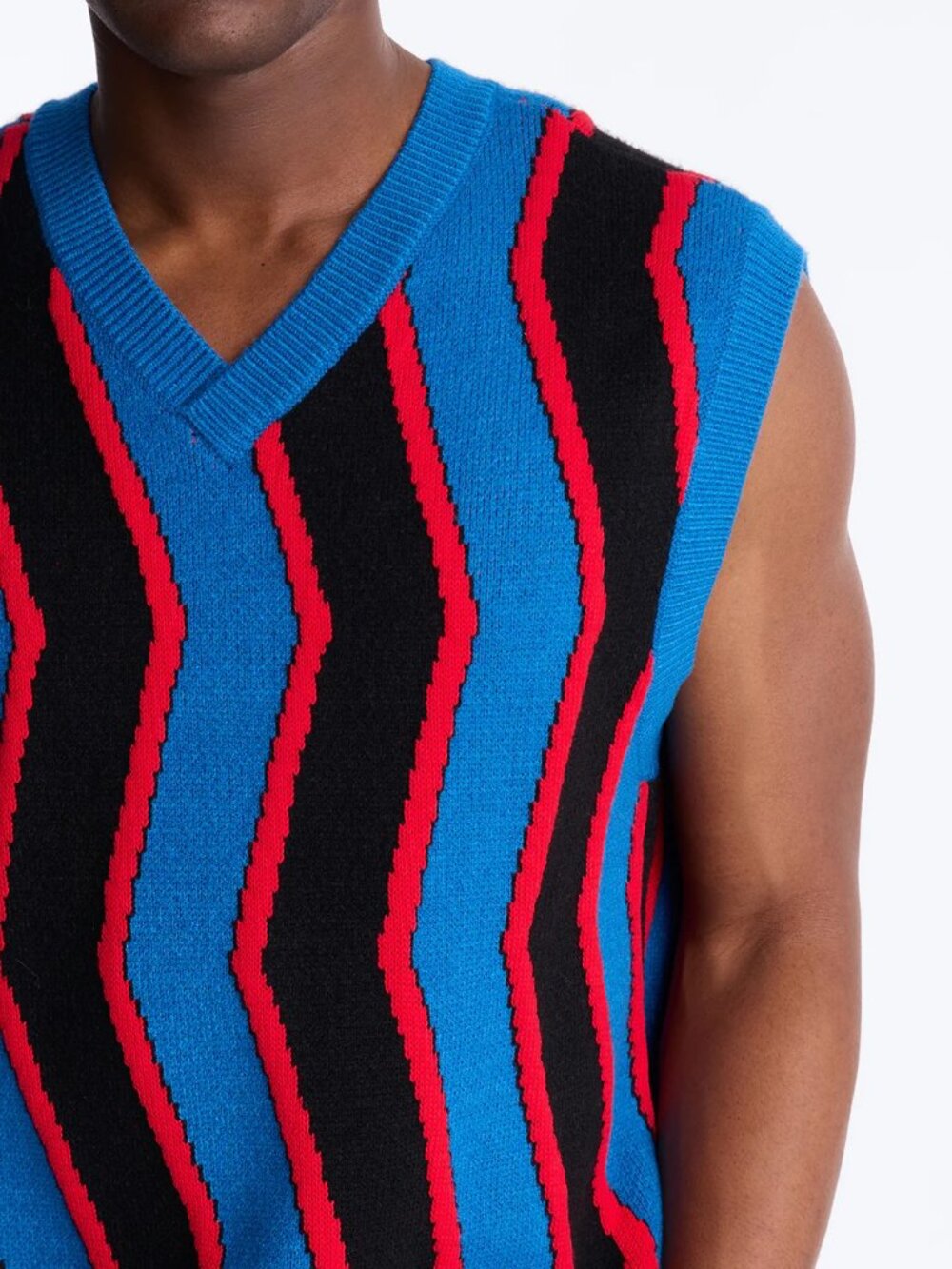 NWT After Midnight Flame Oversized Sweater Vest Red, Blue, Black
